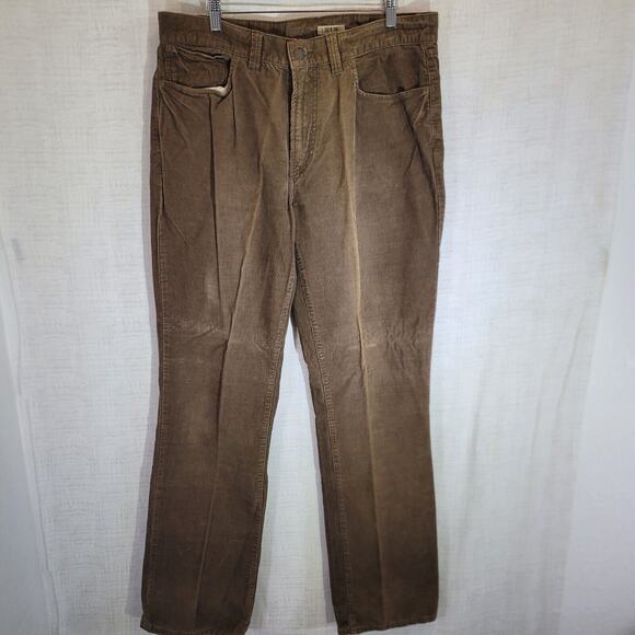 Polo Ralph Lauren Corduroy Pants Men 36x34 Brown Whiskered Bootcut Measure 36x35 - Picture 1 of 12